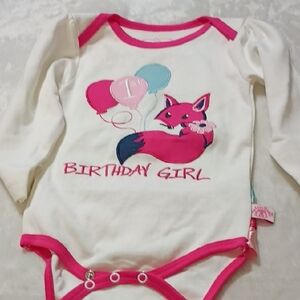 Ruffle Butts Pink and White Fox Bodysuit